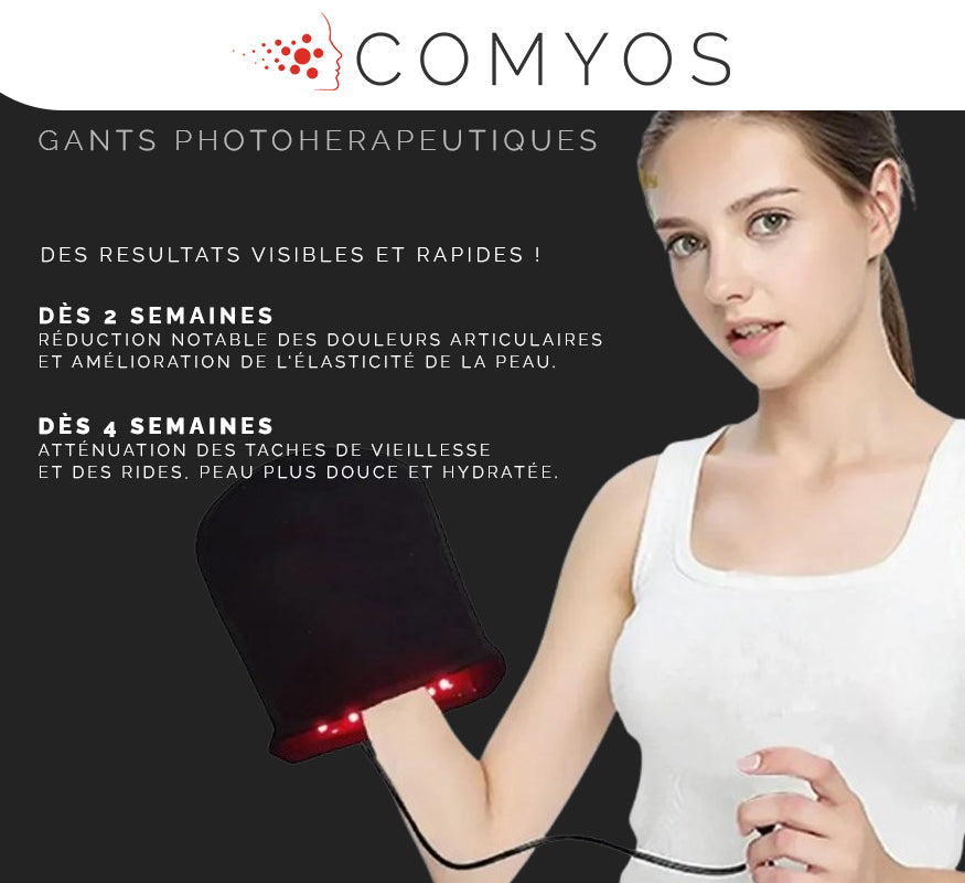 Gants Photothérapeutiques Comyos – Pour des Mains Rajeunies